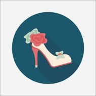 Wedding high-heeled shoes flat icon with long shadow eps10 N14