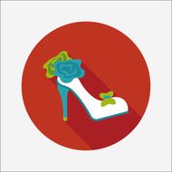 Wedding high-heeled shoes flat icon with long shadow eps10 N18