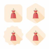wedding dress flat icon with long shadow eps10 N26