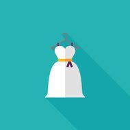 wedding dress flat icon with long shadow eps10 N27