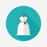 wedding dress flat icon with long shadow eps10 N28