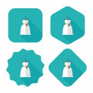 wedding dress flat icon with long shadow eps10 N29