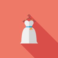 wedding dress flat icon with long shadow eps10 N30