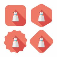 wedding dress flat icon with long shadow eps10 N31