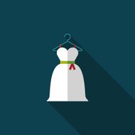 wedding dress flat icon with long shadow eps10 N32