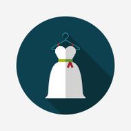 wedding dress flat icon with long shadow eps10 N33