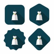 wedding dress flat icon with long shadow eps10 N34