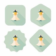wedding dress flat icon with long shadow eps10 N37
