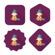 witch flat icon with long shadow eps10 N13