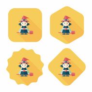 witch flat icon with long shadow eps10 N14