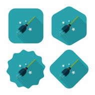 Witch broom flat icon with long shadow eps10 N5