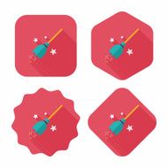 Witch broom flat icon with long shadow eps10 N7