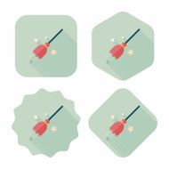 Witch broom flat icon with long shadow eps10 N8
