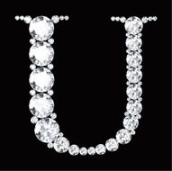 diamond letters with gemstones isolated on black N3