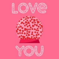 hearts in glass ball and hand-drawing love word N2