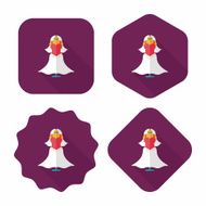 wedding dress flat icon with long shadow eps10 N40