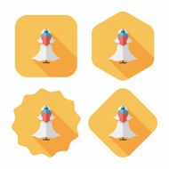 wedding dress flat icon with long shadow eps10 N43