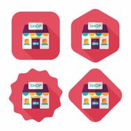 shopping store flat icon with long shadow eps10 N70