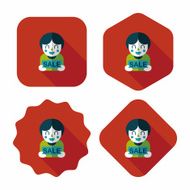 SALE Shopaholic flat icon with long shadow eps10 N81