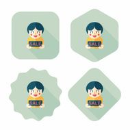 SALE Shopaholic flat icon with long shadow eps10 N84