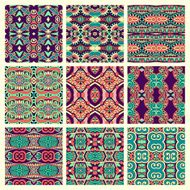 set of different seamless colored vintage geometric pattern N9