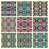 set of different seamless colored vintage geometric pattern N11