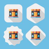 shopping store flat icon with long shadow eps10 N73