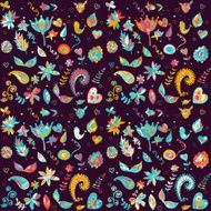 Seamless set multicolored retro flower pattern