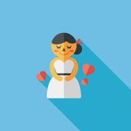 wedding bride flat icon with long shadow eps10 N68