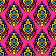 Pink Colorful Damask seamless floral vector design