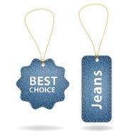 Price tags of denim fabric texture background