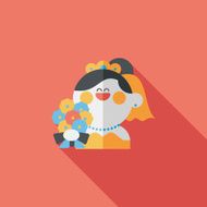 wedding bride flat icon with long shadow eps10 N106
