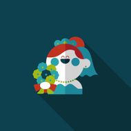 wedding bride flat icon with long shadow eps10 N109