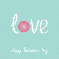 Word love appliquedash line thread button Flat design Valentines day