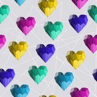 geometric abstract polygonal hearts for valentines day or wedding Seamless