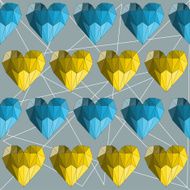 geometric abstract polygonal hearts for valentines day or wedding