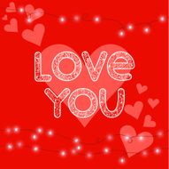 hearts hand-drawing love lights for valentines day or wedding card
