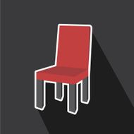 Vector of red chair with long shadow
