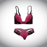 Black and red female sexy bra panties