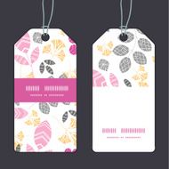 Vector abstract pink yellow and gray leaves vertical stripe frame