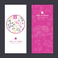 Vector abstract pink yellow and gray leaves vertical round frame
