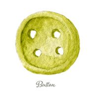 Hand drawn watercolor sewing button green Eps10