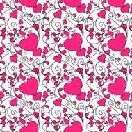 Hearts and swirls on a light background seamless background