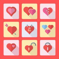 various flat style heart icons set