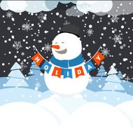 Christmas greeting card with white christmas bauble and snowflake background