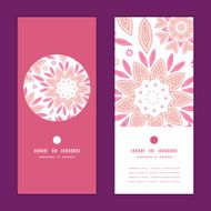 Vector pink abstract flowers vertical round frame pattern invitation greeting