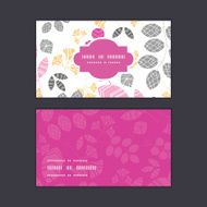 Vector abstract pink yellow and gray leaves horizontal frame pattern