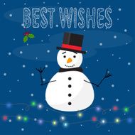 funny cartoon snowman hand-drawing best wishes and shining lights N2
