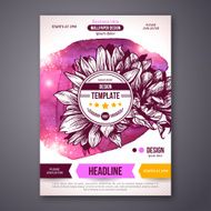 Business Poster or Flyer Template with watercolor paint background