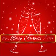Merry christmas glasses of champagne on a background N3